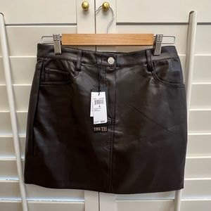 Truth Dark Brown Faux Leather Miniskirt